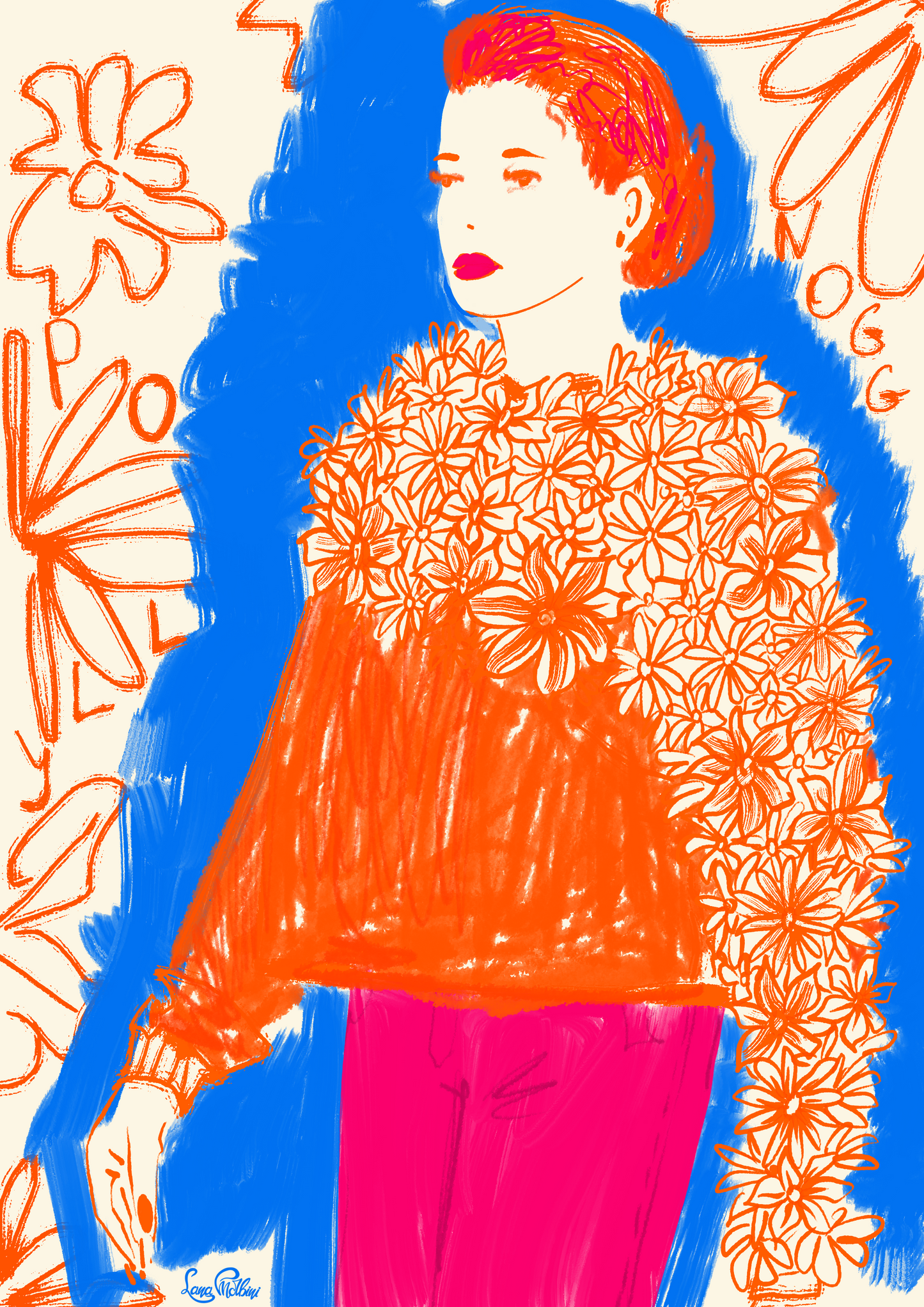 POLLYNOGG. Orange & Pink. Digital